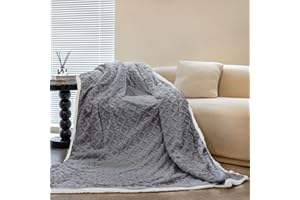 SindeRay Sherpa Fleece Throw Blanket for Couch Sofa, Super Soft Cozy Fuzzy Plush Blankets Fleece Thick Warm Blanket for Winter Reversible Thick Warm Blanket for Bed, Sofa, Living Room, Grey 50" x 60"