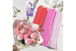 ROEOWENE 300pcs Fil Chenille Loisir Creatif 30cm Tige de Fil Chenille avec Fils de Fleurs Cure Pipe Chenilles Bricolage Pipe Cleaners Flower Cure-pipes pour DIY Artisanat-Rose dégradé