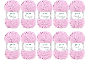Lana Gründl Classico (filato per maglia/uncinetto certificato OEKO-TEX® in 50 % pura lana vergine (merino superwash) e 50 % poliacrilico, 50 g/120 m, ferri: 3,5 - 4,5, 10 gomitoli da 50 g), Rosa