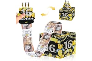ZAOHUI Happy Birthday Money Box Cash Gift Pull, 16th Birthday Gifts Boys Girls, Surprise Money Gift Box, Money Gift Ideas, Funny Money Box that Pulls Out 50 Clear Bags for Giving Cash