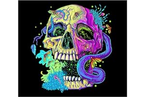 Honatrv 150x130cm Arazzo da Parete Psichedelico, Scheletro Parete Arazzo, Multicolore Arazzo Blacklight per Camera da Letto per Halloween Decorazione