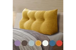 VERCART Keilkissen Bett Großes Rückenkissen Bett Kopfteil Bequemes Lesekissen für Bett und Sofa 2 in 1 Rückenlehne und Kopfkissen Couchkissen Langes XXL Lendenkissen Leinen 100cm Gelb