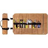 Tool Bag Heavy Duty Waxed Canvas Tool Roll Bag Tool Organizer L 63.5cm x H 36.5cm Khaki
