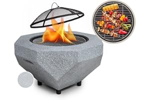 Blumfeldt Feuerschale, Tragbare Feuerstelle Outdoor, Feuerschalen für den Garten, Terrasse & Camping, Feuerschale mit Grillrost & Holzlagerfach, Sichere Stahlschale, Feuerstelle 65 x 51 x 65 cm