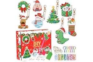 CAYUDEN 8 Piezas Llaveros de Pintura Diamantes Navidad, 5D DIY Pintura de Diamantes Llavero Arte Diamante Decorativos Ornamentos Gem Art Diamond Painting Keychains para Adultos Decoracion Navidad