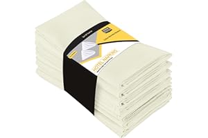 Utopia Kitchen Serviettes de Table en Tissu [12 Pack, Ivorie] 46x46 cm en Coton Mélangé Lavable et Réutilisable pour l'hôtel, Le Déjeuner, Le Restaurant, Les Mariages, Les Evénements et Les Fêtes