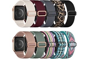 Maledan 10 Pack Elastic Strap Compatible with Apple Watch Straps 40mm 41mm 38mm 42mm 44mm 45mm 46mm 49mm Women Men - Stretchy Nylon Sport Loop Band for iWatch Series 11 10 9 8 7 6 5 4 3 2 1 SE Ultra