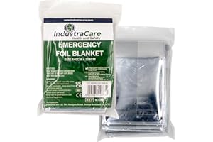IndustraCare 6 PACK Compact Emergency Thermal Silver Foil Blanket, ideal for camping & survival - 140cm x 204cm