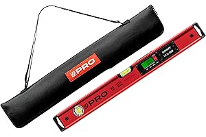 PRO900 Niveau Electronique 60cm avec 2 écrans LCD et pochette - Niveau à bulle numérique avec mémoire de mesure jusqu'à 19 résultats - Indice de protection IP65 - Couleur Rouge