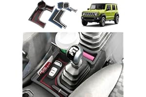Coleya Boîte de Rangement pour Console Centrale Compatible avec Suzuki Jimny JB64 JB74 2018-2024(MT), Organisateur d'accoudoir Central, Plateau Rangement avec Tapis Antidérapants (Blanc+Rouge+Bleu)