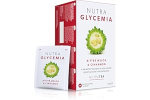 Nutra Tea NUTRAGLYCEMIA - Blood Glucose Tea - Diabetes Tea - For Blood Sugar Control & Diabetics - Includes Bitter Melon, Cinnamon & Fenugreek - 20 Individual Wrapped Bags - Herbal Infusion (1 Pack)