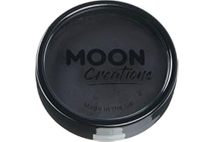 Moon Creations Maquillaje Facial y Corporal Profesional | Pintura de Color Profesional | Pintura Facial para Niños, Adultos, Disfraces, Festivales, Halloween Negro 36g