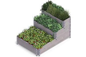 Upyard Stepped Bed - modernes Hochbeet aus Palettenrahmen - modulares, mehrstufiges Hochbeet aus Naturholz für Garten und Terrasse, 120x80x58,5, Grau