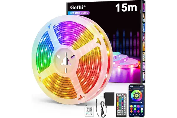 Tira LED 15 Metros, Luces Led Habitacion, RGB Luces LED Bluetooth Adhesivas | Tira LED con Control Remoto y Inteligente Control de APP, Cambia el Color con la Musica para Decoración de Cocina, Gaming, TV