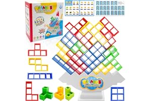 Lets Joy Tetra Tower, Tetra Tower Balance Game, Blocs de Construction Tetris, Jeu d'empilage en Tetris, Tetra Tower Jouet D'équilibre, Puzzle Tetris Jeu, Blocs de Construction Tetris 64 Tetris