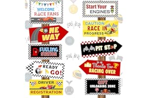 TENARE 20 Pieces Race Car Party Sign Race Car Party Themed Directional Signs Funny Race Car Sign Car Cutouts Welcome Yard Outdoor Wall Sign Party Supplies Photo Props Backdrop Decoration Party Decor