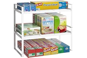 YBING Organizador de estantes para gabinetes y estante apilable para mostradores, estante y organizador de estantes, juego de 2 estantes apilables, baño, sala de estudio