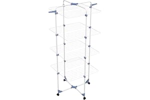 Gimi Modular 4 Stendibiancheria Da Pavimento, Stendino A Torre, Verticale, Con Ruote, Acciaio, Bianco