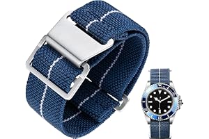 BINLUN Elastiskt klockarmband av nylon i marin stil med fallskärm Ersättande klockarmband av tyg med krok och ögla Svart/silv