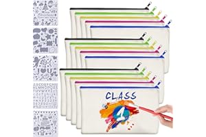 Ouprisks 15 Stück DIY Blanko Stoff Federmäppchen mit 5Stück Malen Schimmel, Reise-Kosmetiktasche, Organizer Schreibwaren, Stofftaschen zum Bemalen, Taschen zum Bemalen für Kinder(21 x 12cm)