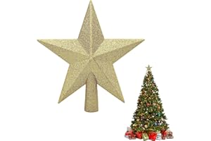 ‎VIKY VIKY Glitzer Weihnachtsbaumspitze Stern,Christbaumspitze 20cm,Gold Christmas Decorations,Sterne Plastik Christmas Tree Topper,Stern Weihnachtsbaumspitze für Weihnachten Dekoration,Silvester Party Deko