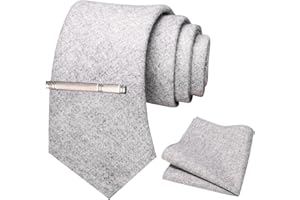 JEMYGINS Cravatta Uomo di Lana in Diversi Colori con Fazzoletto e Fermacravatta