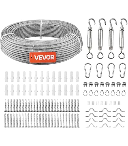 15 M Drahtseil-Kit 6 Mm – 7x19 Litzen, 304 Edelstahl, 2900 Kg Bruchlast, Mit Klemmen & Kauschen