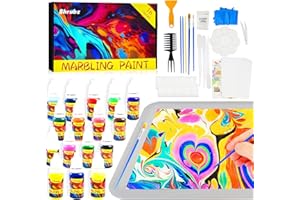 Shrubz Pintura de mármol de Agua 16 Colores, Kit Arcoíris de Arte Marmolado, Pintar Juegos para Niños, Marbling Painting Kit para Actividades Infantiles Cumpleaños Regalos Niñas Niños 6 a 12 Años