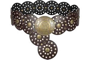 WERFORU Ceinture Bohème Disques pour Femme Ceinture Large Femme Style Western et Vintage Concho pour Jeans et Robes