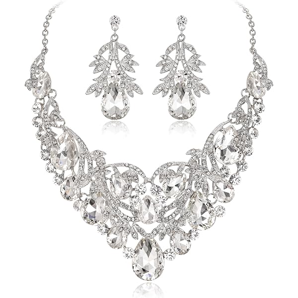 EVER FAITH Parure Femme Fastueux Avec Ruban - Collier Et Boucles D'Oreilles Cristal Autrichien, Design Exotique