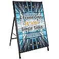 Heavy Duty A- Frame Sidewalks Poster stand 24 x 36 Inch Outdoor Sign with Carry Handle Black Coated Metal Collapsible Sidewalks Signs Stand Single-sided Display Poster Boards Suitable Sandwich Board