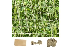 KAZITOO Jute-Netz für Kletterpflanzen, Gemüse, Läuferbohnen, süße Erbsen, biologisch abbaubar, kompostierbar, natürliches Netz mit 10 m Jute-Schnur zur Befestigung, Gartenspalierrahmen (1 m x 5 m)