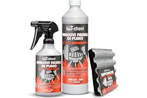 BIO-CHEM CLEANTEC Bio-Chem - Rimuovi Resina per fumi 1L + 0,5L + Spugna - Pulitore sgrassante 2 in 1 Pulitore di Resina Spray per Griglie e Barbecue - Manutenzione della griglia del Barbecue