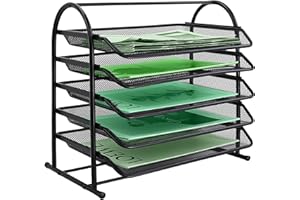 IOUGDSEC Briefablage mit 5 Ebenen, Organizer aus Metall, Aufbewahrungsfächer, Büroschubladen, Dokumentenablage, A4-Netz-Schubladen-Organizer für Büro, Zuhause und Schule, Schwarz