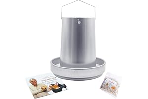 FINCA CASAREJO - Tolva Chapa Galvanizada 20 kg - Comedero para Aves de Corral - Incluye 150 Gramos de Conchilla Plus y Guía de Alimentación de Las Gallinas