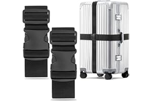 ‎WISYOK WISYOK Koffergurt 2 Stück, Kofferband Gurt Auffällig, Erweiterte Koffergurte Maximal 250cm, Sicher Kofferbänder, Robuster Koffer Gurtband, Luggage Strap für Reisen und Flugreise (Schwarz)