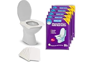 GoHygiene Flushable Paper Toilet Seat Covers, 5 Travel Packs (50 Covers), Each Pack contains 10 Paper Seat Covers, Hygienic, Disposable, Pocket Size, Use in Public Toilets