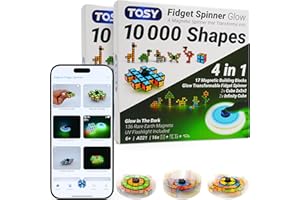 TOSY Magnet Fidget Spinner Glow – 16 Bausteine, 3-in-1: verwandelbarer Fidget-Spinner, Infinity-/Puzzlewürfel, Leuchtend, Kinder/Erwachsene, STEM-Sensorik Anti-Stress, 2er-Pack
