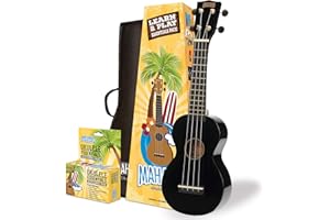 Mahalo Rainbow Soprano Ukulele Beginners Kit - Ukulele for Kids & Adults with Guide, Carry Case, Clip-on Tuner, Spare String Set & Picks, Learn 2 Play' Instruments Bundle, Black