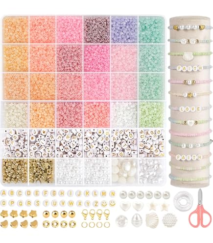 Yolzhxe Perlen Set Weiß - 400g Bastelperlen Für Armbänder, Ketten Und Schmuck