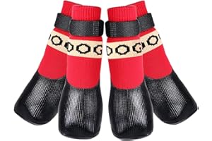 Avaner Ochraniacze na łapy, buty dla psa, 4 sztuki, do użytku na zewnątrz, skarpety dla psa, wodoodporne, z antypoślizgową podeszwą, ochrona przed deszczem, buty dla psa, czerwone, dla małych,