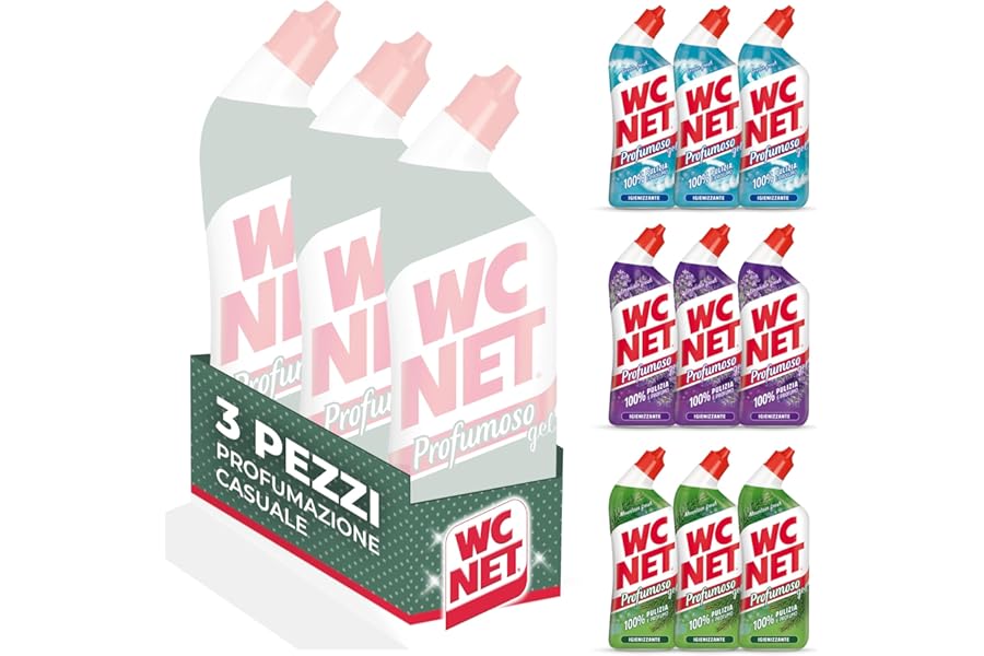 Wc Net - Perfume Gel, Descaler and Sanitizer for Toilet, Tripacco Mono Fragrance Depending on Availability, 3 Bottles of 700 ml