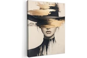 MuchoWow© Impression sur Toile Decoration Murale Peinture 50x70 cm Tableaux Art Décoratif Muraux Décoration Chambre Femme - Chapeau - Peinture