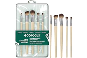 EcoTools Daily Defined Eye Brush Kit + Storage Tray, Eco-Friendly Makeup Brushes For Liquid, Powder, & Cream Eyeshadow & Eyeliner Application, Synthetic Hair, Vegan and Cruelty Free, 5 Piece Set