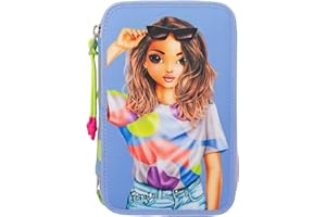 Depesche 12749 TOPModel Flash - Wypełniony 3-komorowy piórnik z motywem modelki i kolorowym wzorem graficznym wykonanym z odblaskowego materiału, piórnik