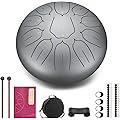 LEKATO Steel Tongue Drum à 10 Pouces, Tambour Handpan avec 11 Notes en D, Tambour à Langue avec Sac pour Méditation, Yoga, Education Musicale, Argent