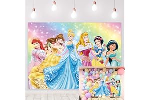 LXN Fairy Tale Princess Background Colorful Glitter Photo Background Girls Princess Birthday Baby Shower Party Cake Table Decoration Background 7x5ft