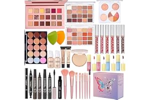 CHAFFUL All in One Makeup Kit, Make Up Gift Set for Women, Makeup Kit for Women Full Kit, Includes Foundation Face Primer Eyeshadow Concealer Liquid Blush Lipgloss Eyeliner Mascara Cosmetic Brushes Set