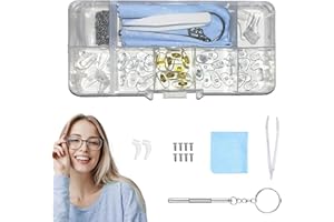 ZYBLSSBB 50 Stück Brillen nasenpads Reparatur Werkzeug Set mit,25 Paar Push Type Brillen Nasenpads,Brillen Pads Push Type Silikon mit kleinen Schrauben Pinzette Reinigungstuch für Brillen Nasenpolster