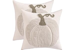 Höst örngott broderi beige pumpa 45 x 45 cm 2 stycken dekorativa kuddar